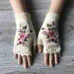 Christmas Sale  Women's Knitted Gloves Flower Gloves