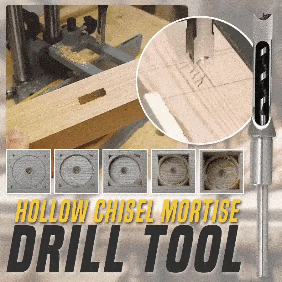 Square hole drilling tool in action